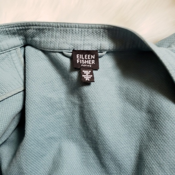 Eileen Fisher Button Down Jacket Teal L Petite - Picture 2 of 5
